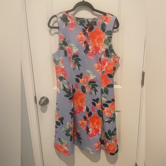 Vince Camuto Blue and Orange Floral Midi Dress - Picture 1 of 5